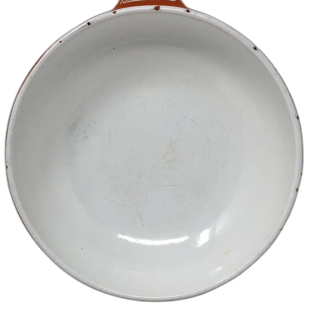 VTG Japanese Cookware Casron Flame Orange Enamel Cast Iron Skillet #2 Pan 6.5